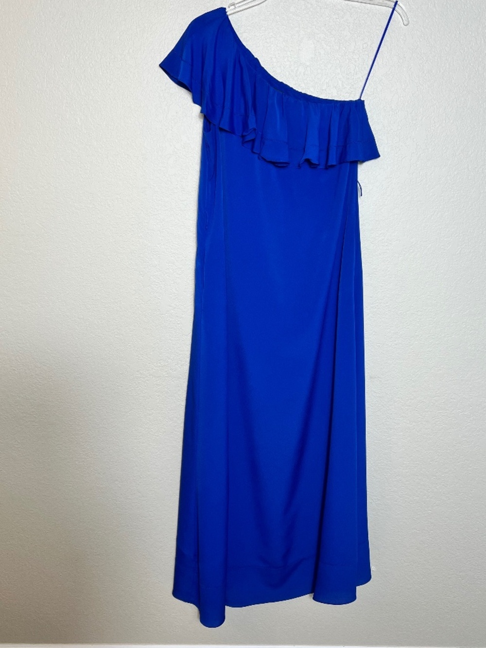 NWOT - Banana Republic Royal Blue One-Shoulder Maxi Ruffled Dress - Picture 4 of 11